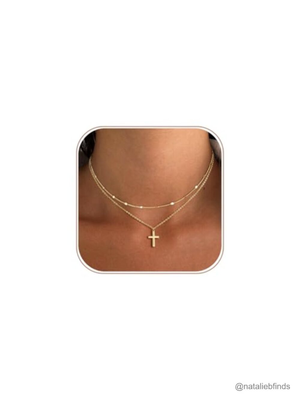 Dainty Layered Cross Necklace 14K Gold Plated Non Tarnish CZ Jewelry